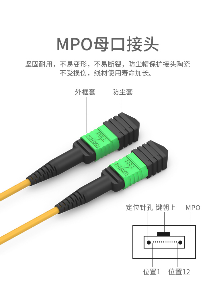 单模MPO-MPO光纤跳线12芯 OS2万兆单模40/100G/200G模块用跳纤_http://www.haile-cn.com.cn_布线产品_第2张