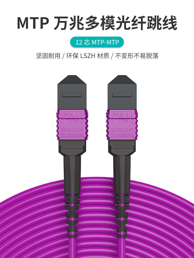 多模万兆MTP-MTP12芯OM4光纤跳线 40/100G光模块用集束光纤线跳纤_http://www.haile-cn.com.cn_布线产品_第1张