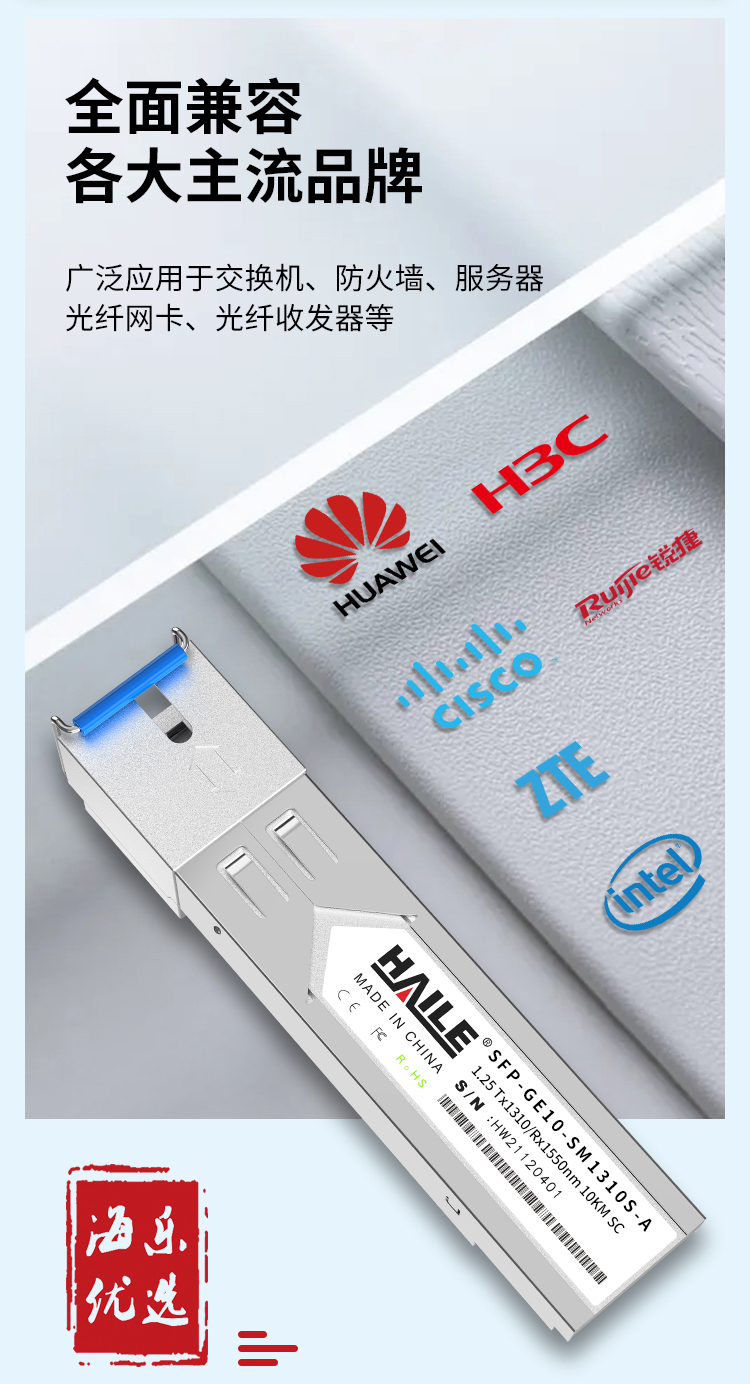 SFP-GE10-SM1310S-A千兆单模单纤SC光模块1.25G 1310 带DDM一只 兼容华为H3C锐捷中兴思科_http://www.haile-cn.com.cn_布线产品_第5张