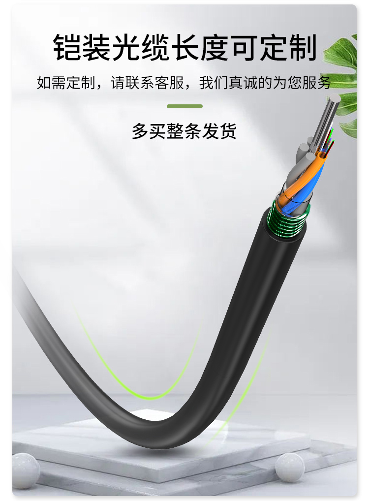 单模室外光缆 层绞式GYTS-4b1.3 铠装光纤100米 HT210-4SC 多买整条发货_http://www.haile-cn.com.cn_布线产品_第2张