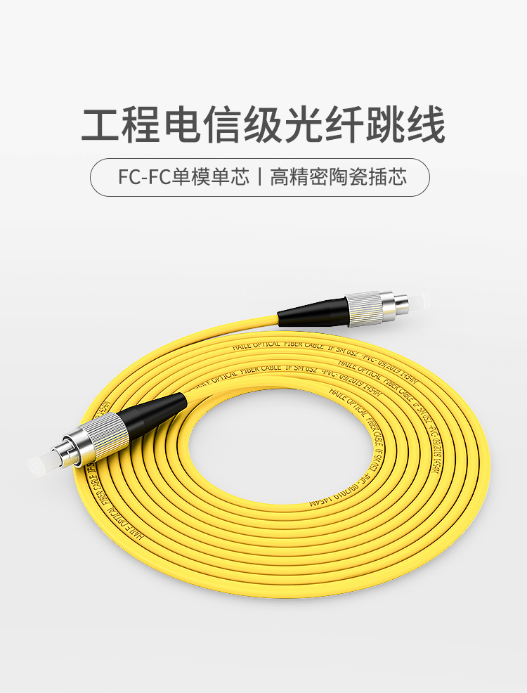 电信级单模万兆光纤跳线 单模单芯Φ3.0（FC-FC，9/125）_http://www.haile-cn.com.cn_布线产品_第1张