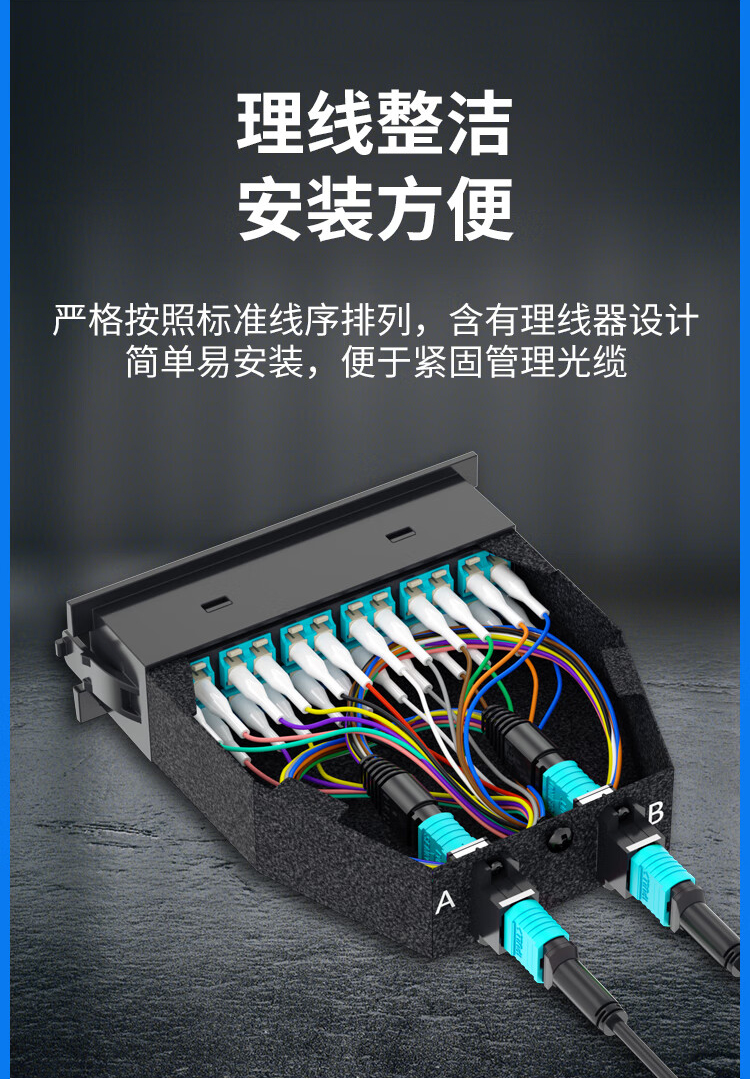 MPO光纤预端模块 24芯万兆多模OM3 MPO转LC配线架盒子2进24出_http://www.haile-cn.com.cn_布线产品_第4张
