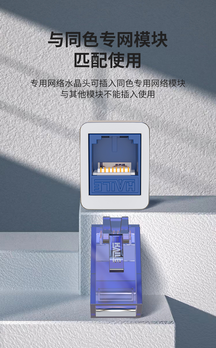 HAILE海乐内外网专网非屏蔽水晶头1个（蓝色专网跳线用）HT-900F_http://www.haile-cn.com.cn_专网非屏蔽产品_第2张